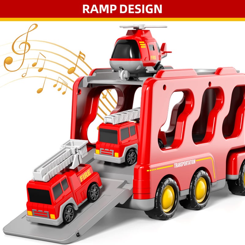 Bennol Toddler Trucks Toys for Boys Age 1-3 3-5  5 in 1 Fire Car Truck for Girls 1 2 3 4 5 6 Years Old  Christmas Birthday Gift Car Sets with Light Sound - Image 3